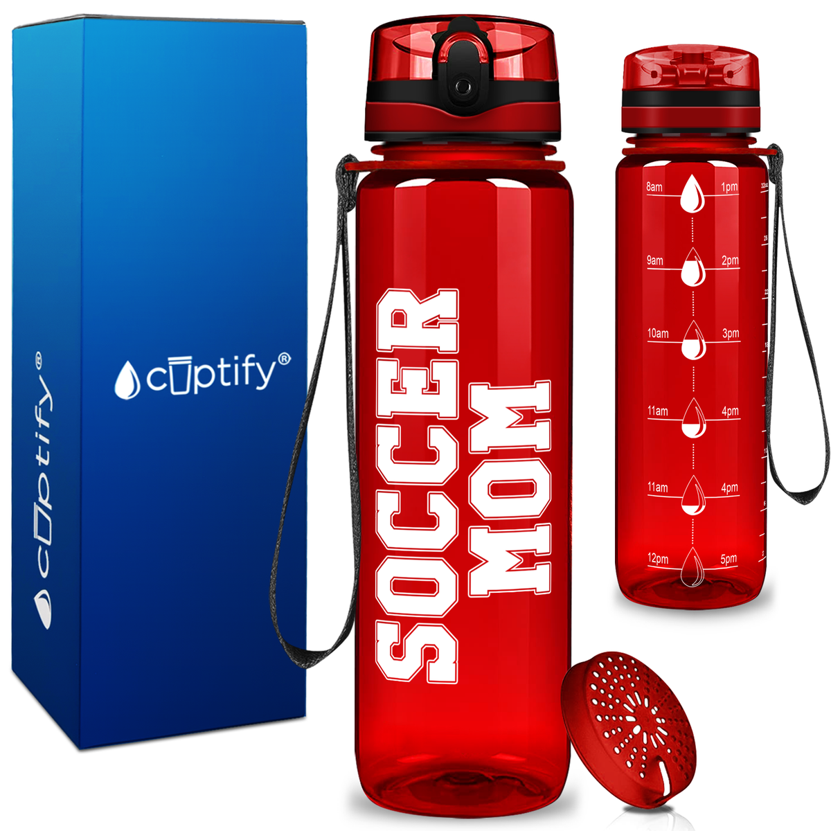 Soccer Mom on 32 oz Motivational Tracking Water Bottle