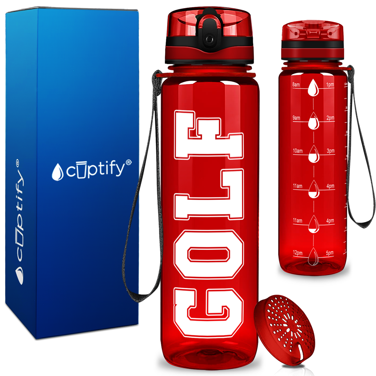 Golf on 32 oz Motivational Tracking Water Bottle