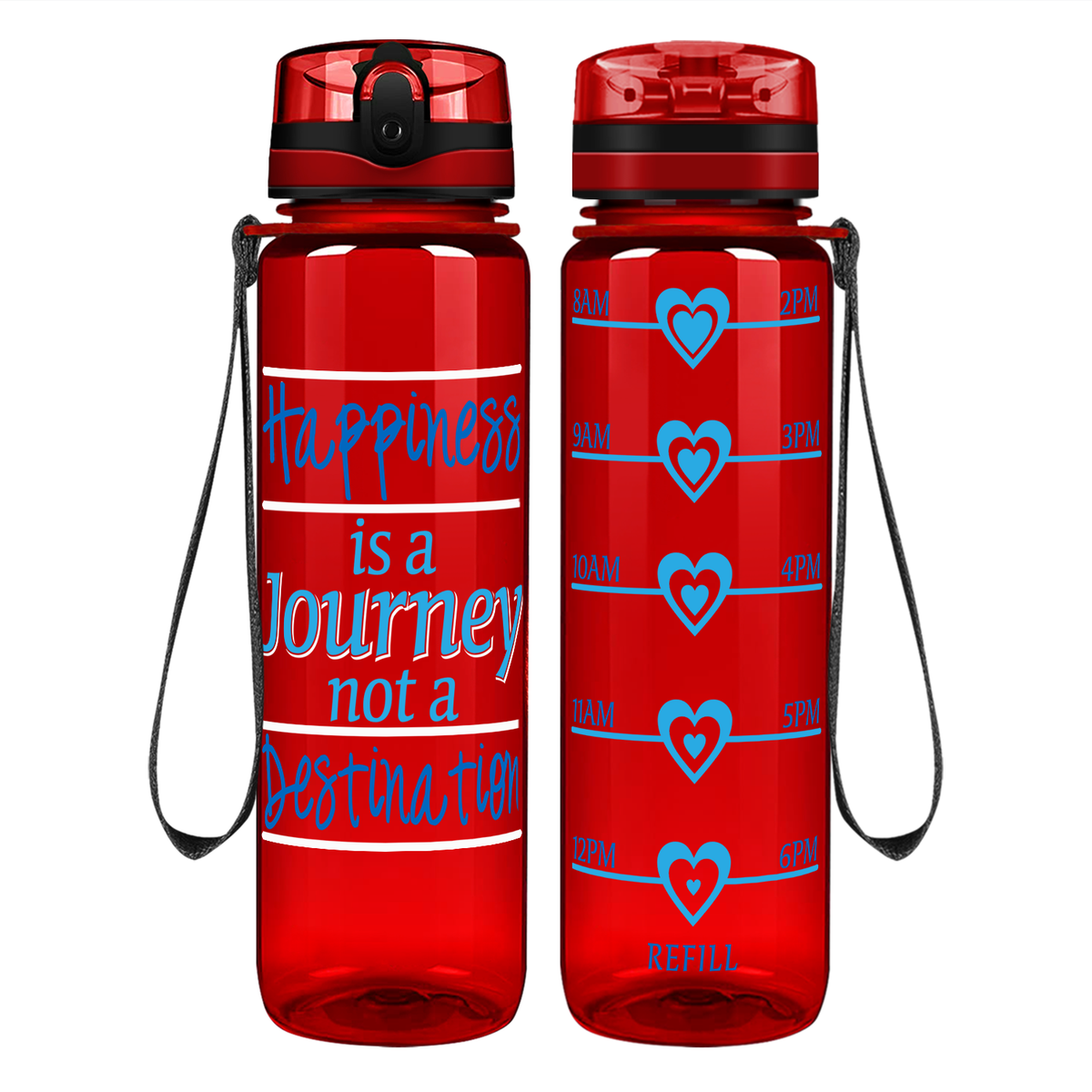Destination Happiness on 32 oz Motivational Tracking Water Bottle