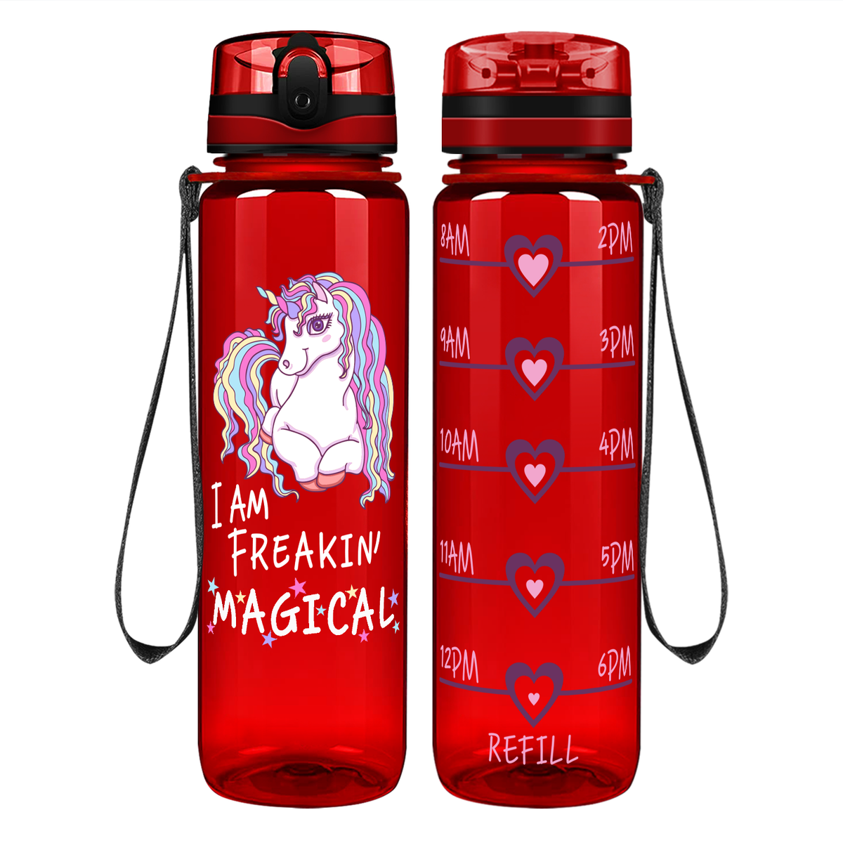 Freakin' Magical 32 oz Motivational Tracking Unicorn Water Bottle