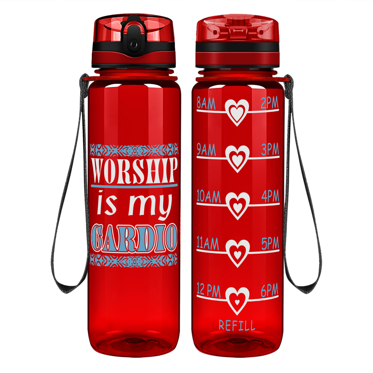 Worship Is My Cardio on 32 oz Motivational Tracking Water Bottle