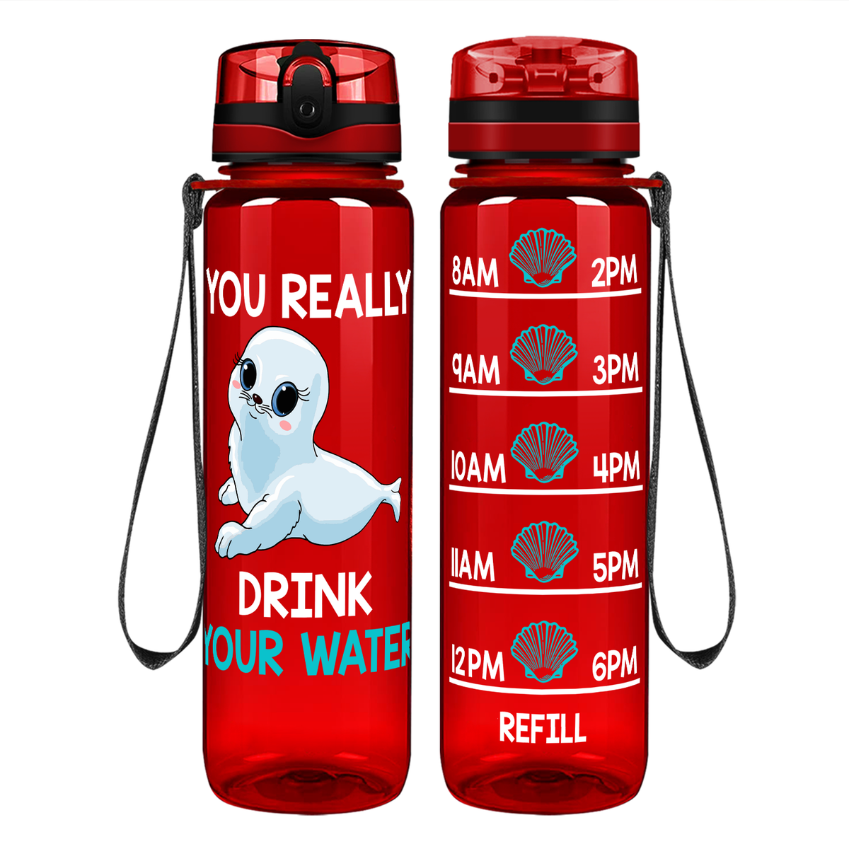 Seal Water on 32 oz Motivational Tracking Water Bottle
