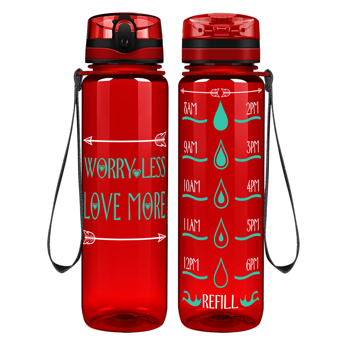 Love More Arrows on 32 oz Motivational Tracking Water Bottle