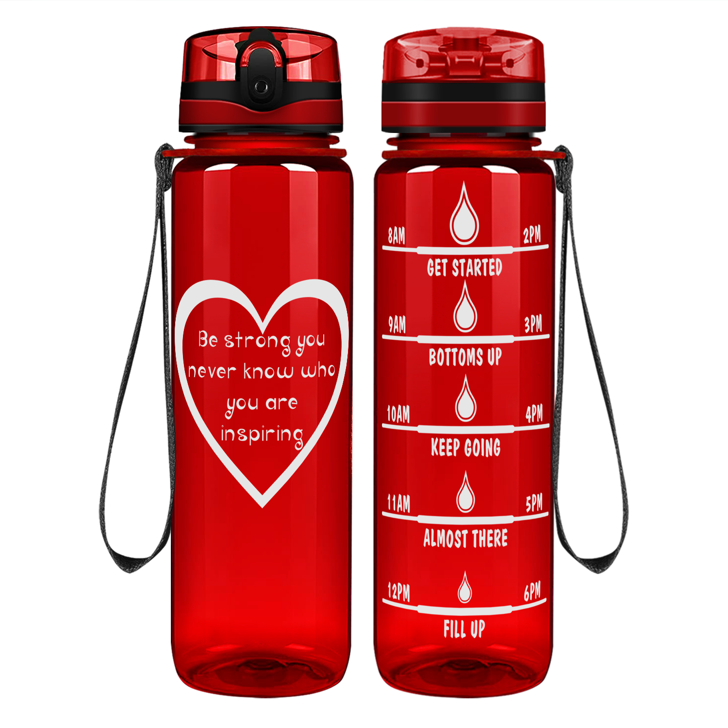 Heart You Are Inspiring on 32 oz Motivational Tracking Water Bottle
