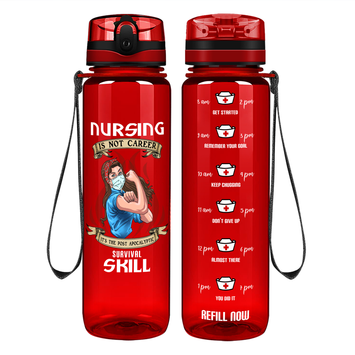 Survival Skill on 32oz Motivational Nurse Water Bottle