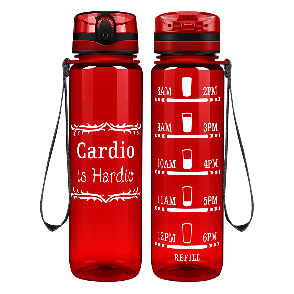 Cardio is Hardio on 32 oz Motivational Tracking Water Bottle