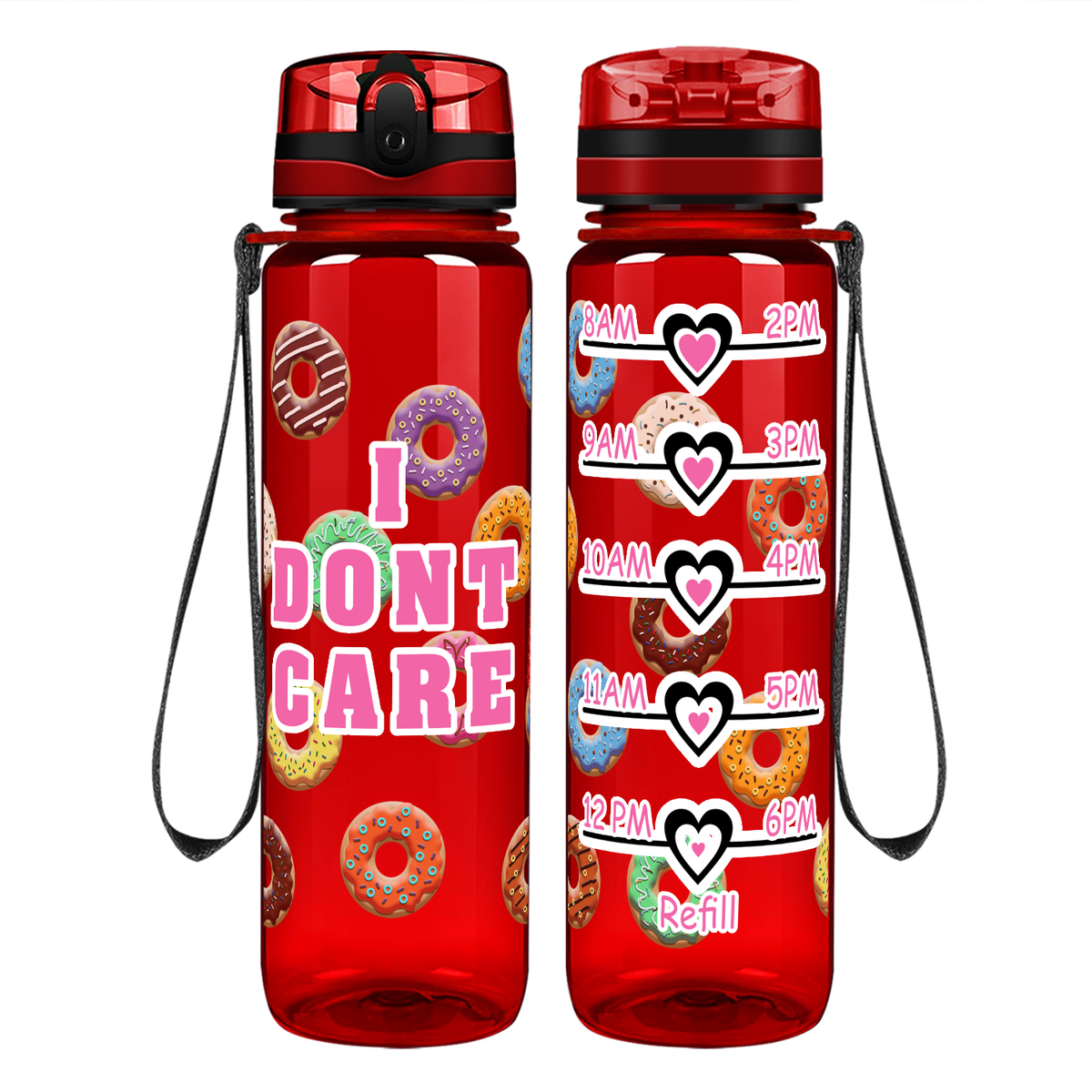 I Donut Care on 32 oz Motivational Tracking Water Bottle