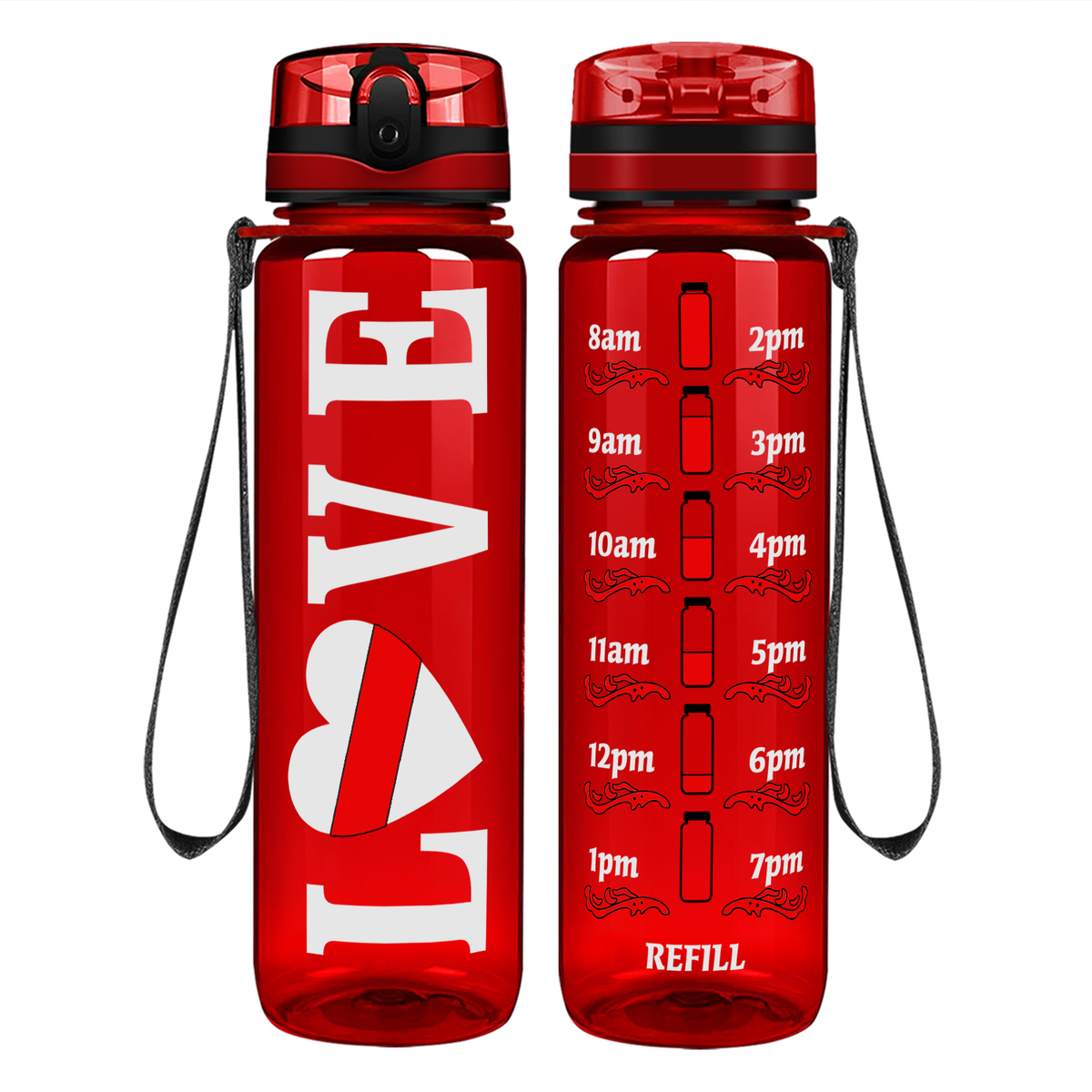 Firefighter Love on 32 oz Motivational Tracking Water Bottle
