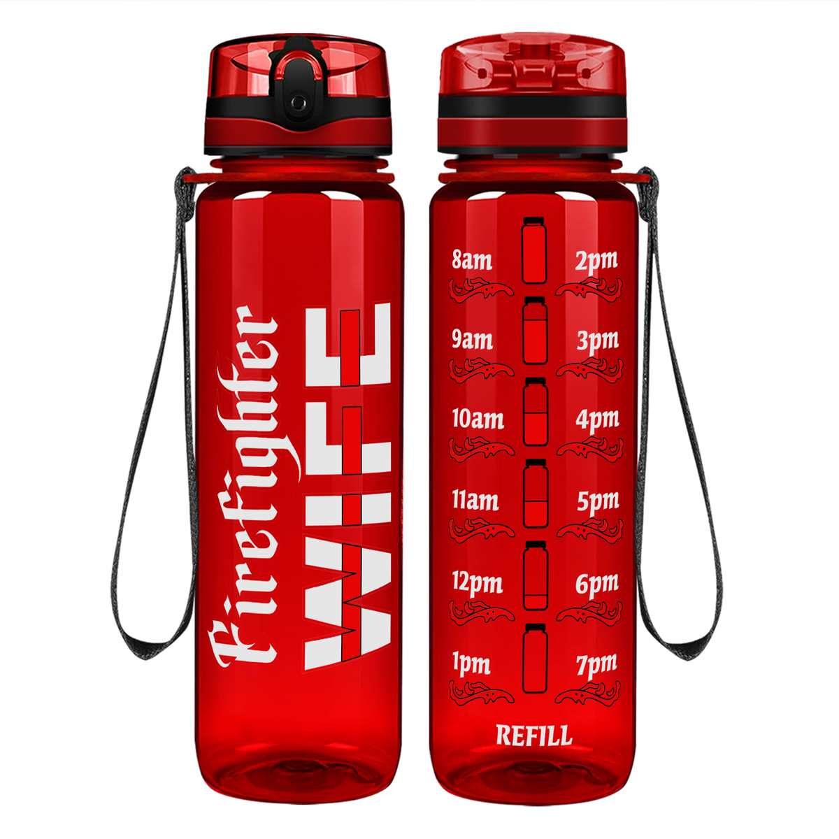 Firefighter Wife on 32 oz Motivational Tracking Water Bottle
