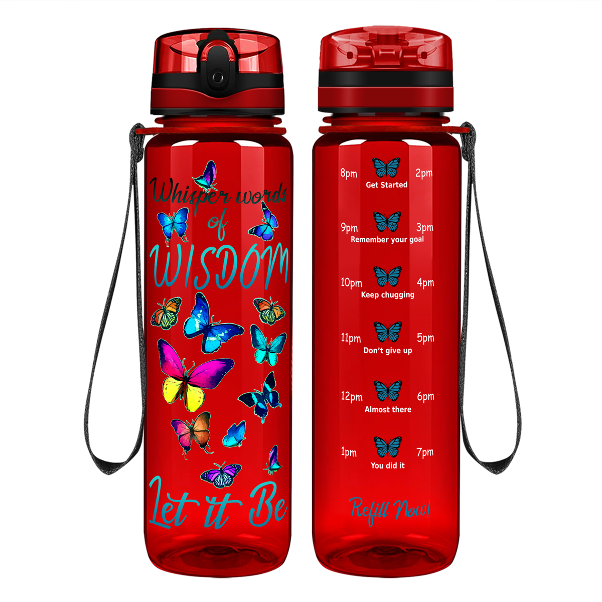 Whisper Words of Wisdom on 32 oz Motivational Tracking Water Bottle