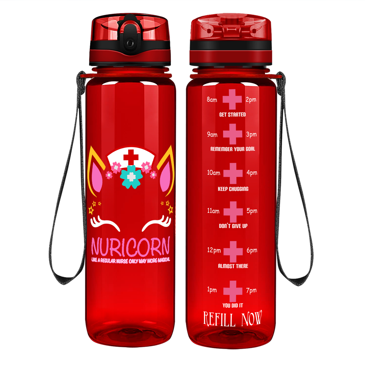 Nuricorn Face on 32oz Motivational Nurse Water Bottle
