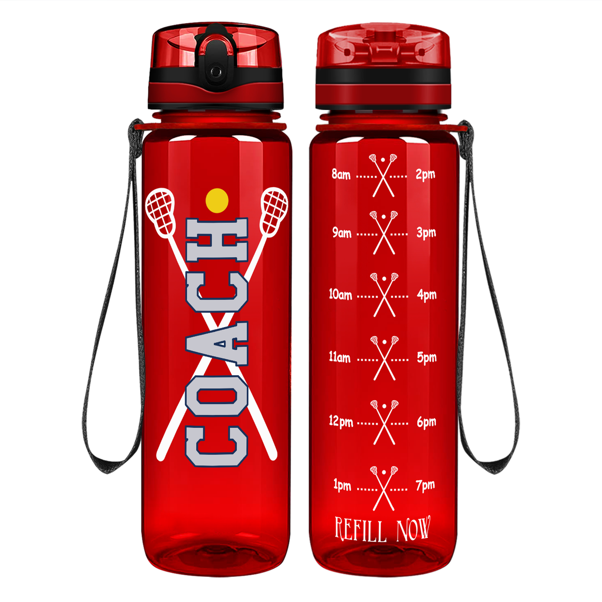 Lacrosse Coach on 32 oz Motivational Tracking Water Bottle