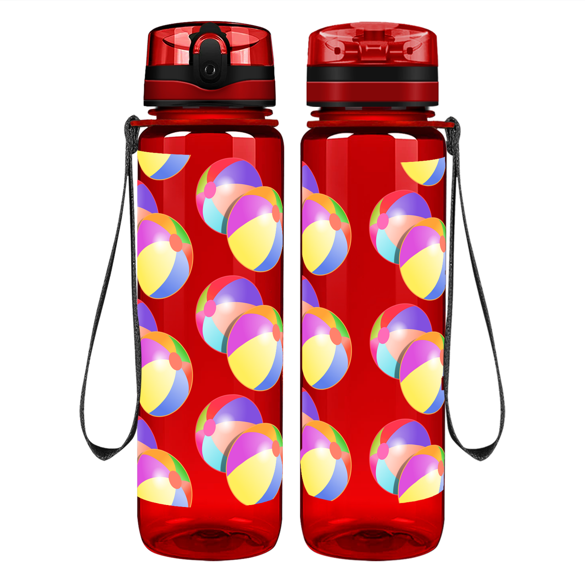 Beach Balls on 32 oz Motivational Tracking Water Bottle