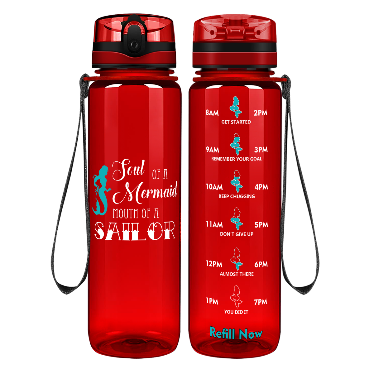 Mouth of a Sailor on 32 oz Motivational Tracking Water Bottle