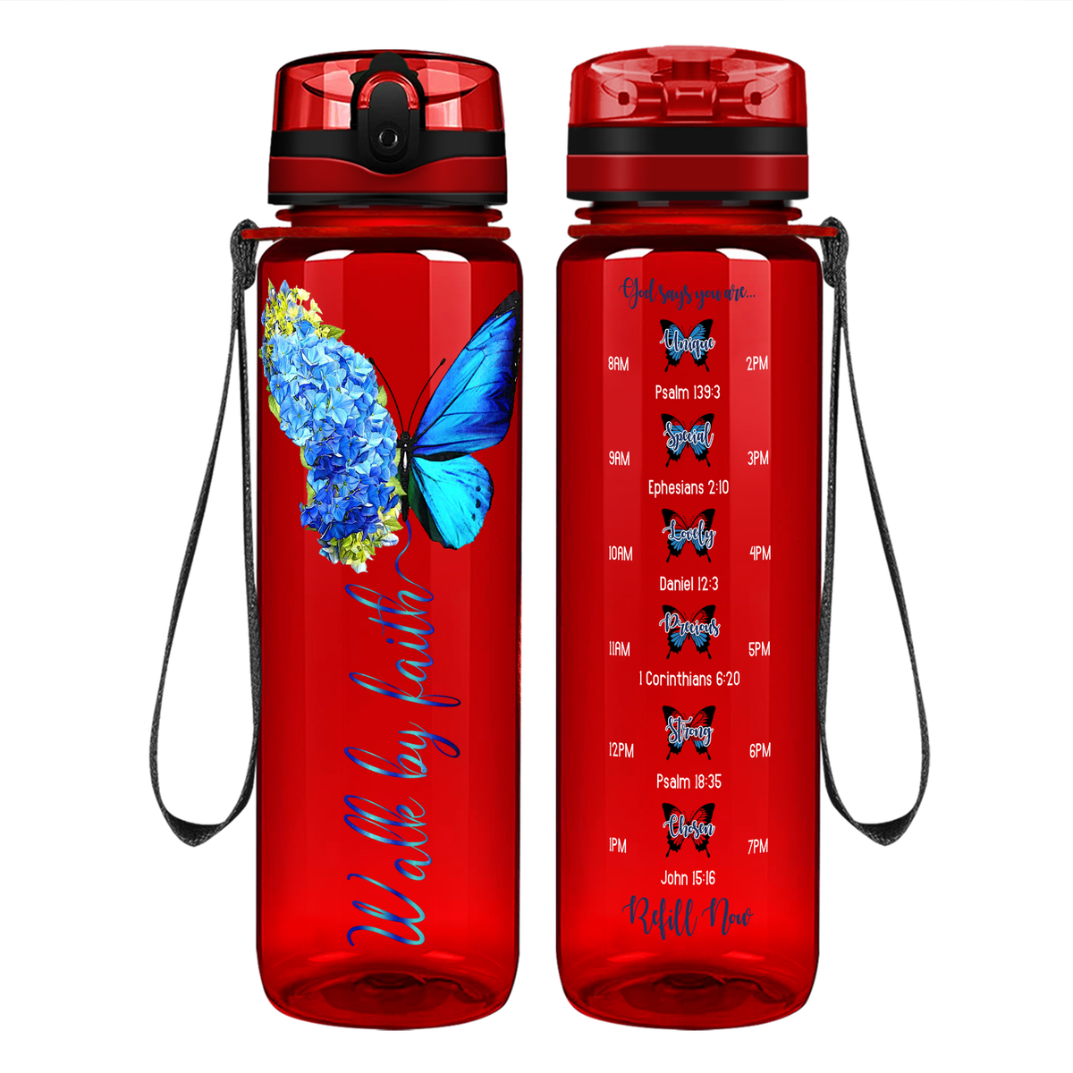 Walk by Faith on 32 oz Motivational Tracking Water Bottle