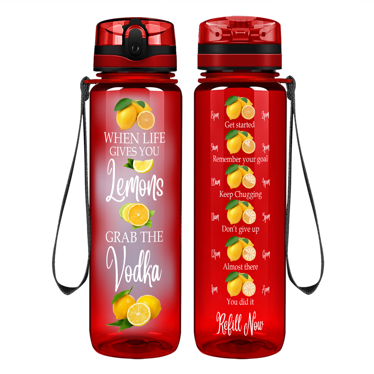 When Life Gives You Lemons on 32 oz Motivational Tracking Water Bottle