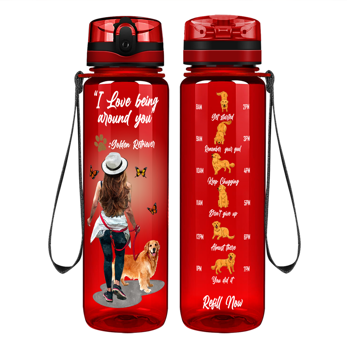 I love Being Around You Golden Retriever on 32 oz Motivational Tracking Water Bottle