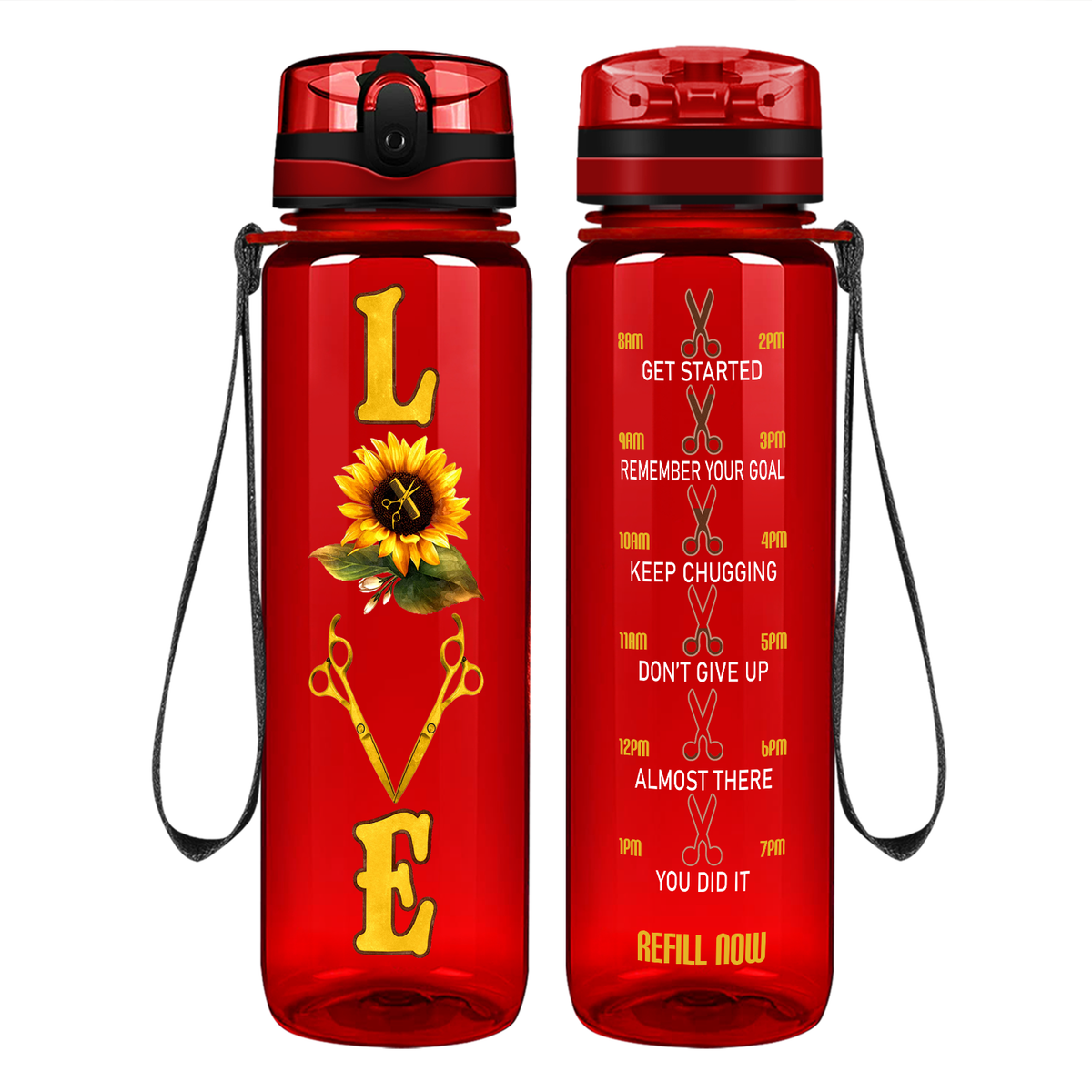 Sunflower Hairstylist Love on 32 oz Motivational Tracking Water Bottle