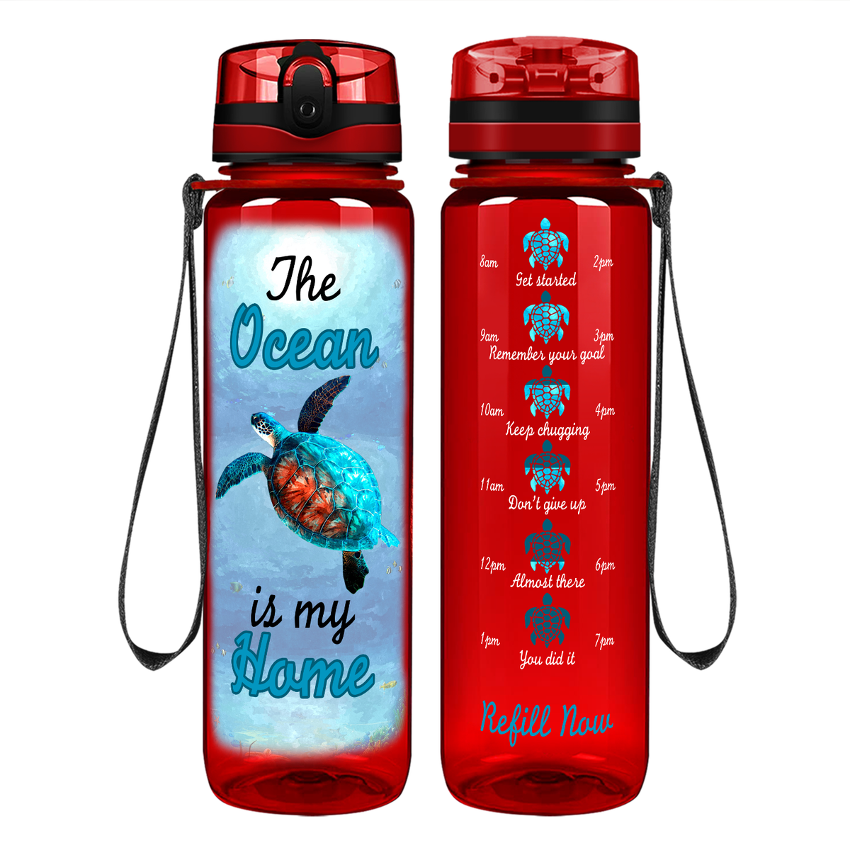 The Ocean Is My Home on 32 oz Motivational Tracking Water Bottle