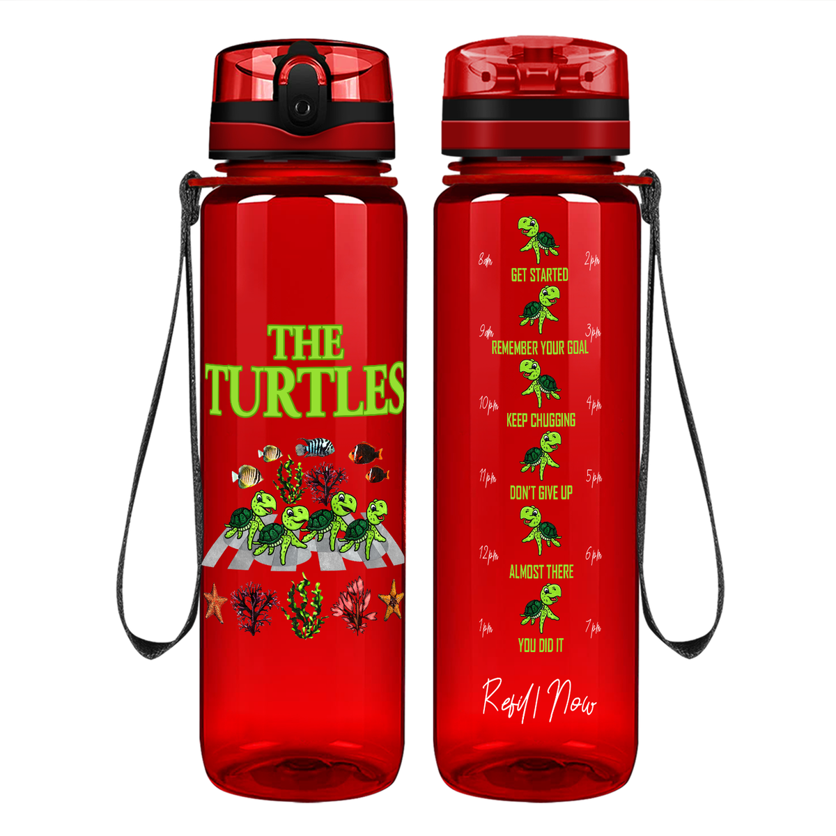 The Turtles on 32 oz Motivational Tracking Water Bottle