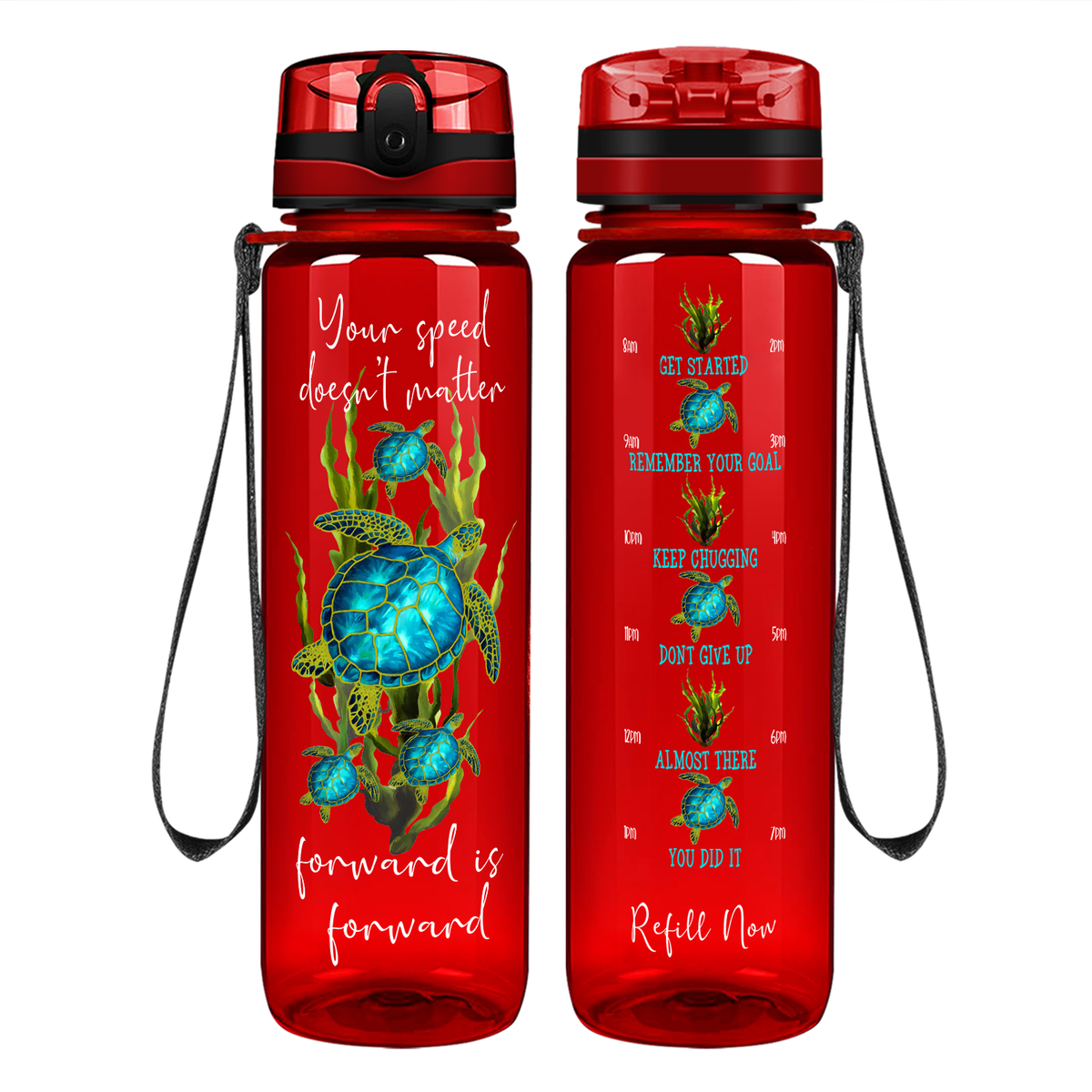Your Speed Doesn't Matter Forward Is Forward on 32 oz Motivational Tracking Water Bottle