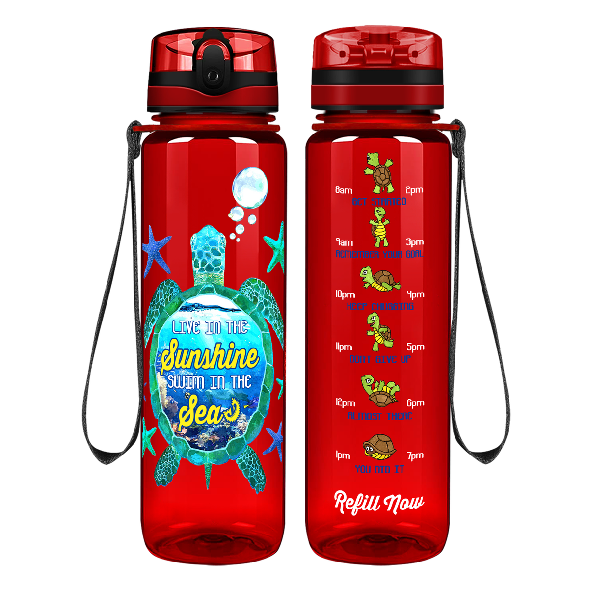 Live In The Sunshine Swim in The Sea on 32 oz Motivational Tracking Water Bottle