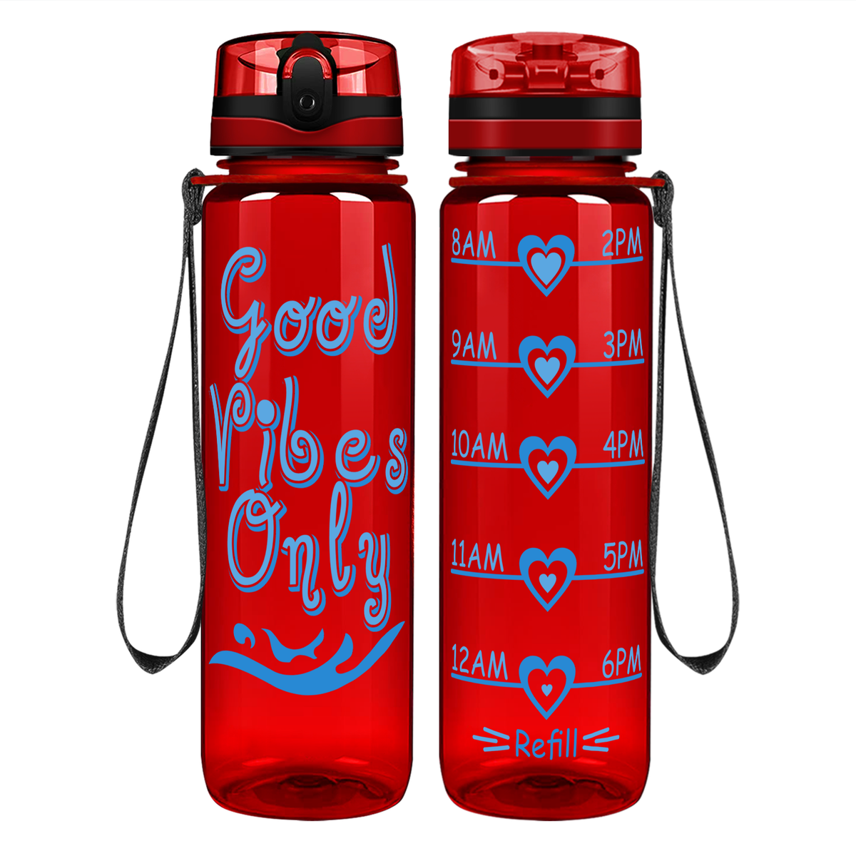 Good Vibes Only on 32 oz Motivational Tracking Water Bottle