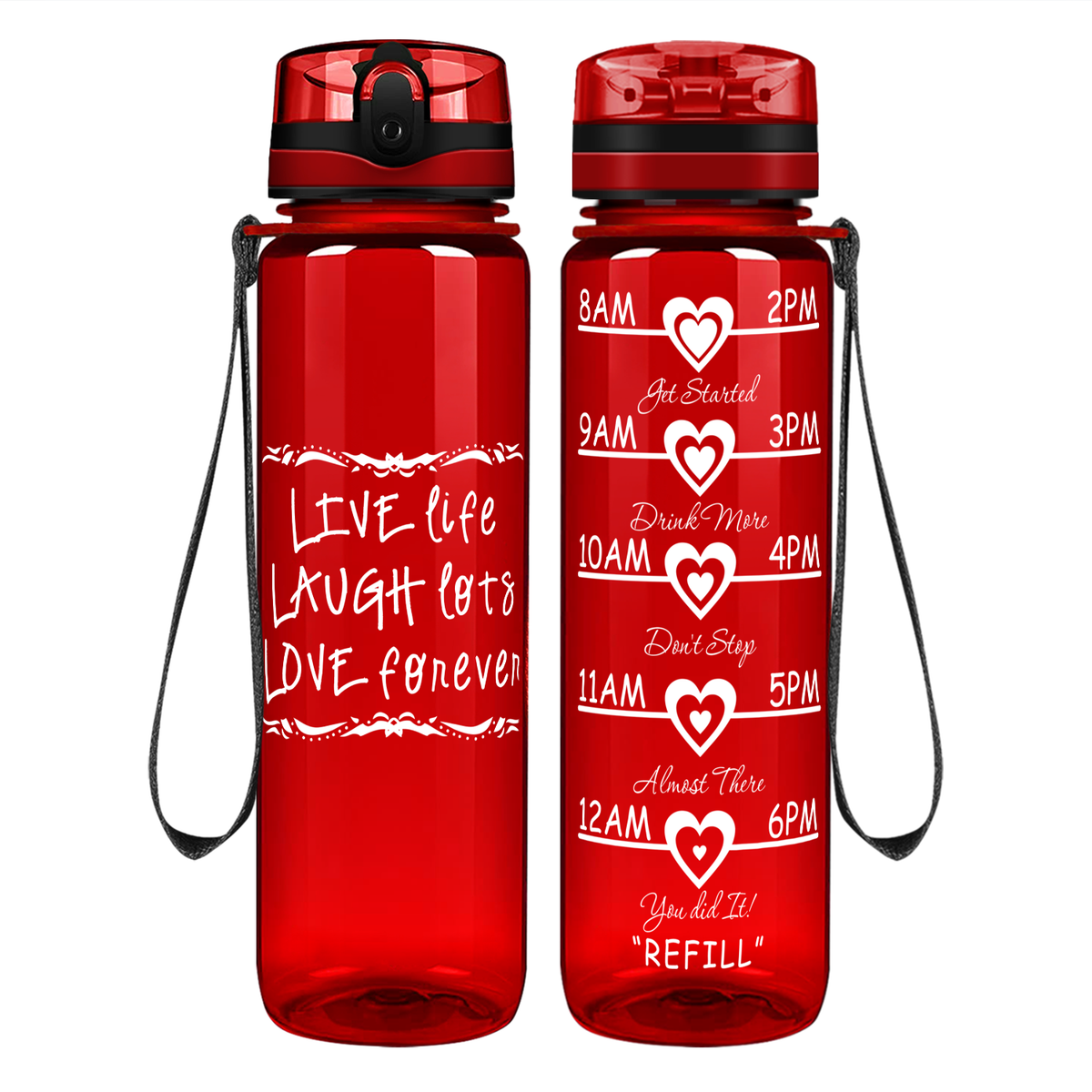 Live Life on 32 oz Motivational Tracking Water Bottle