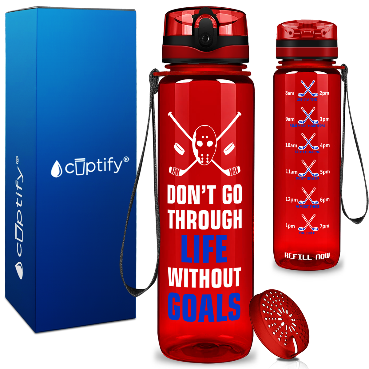 Personalized Dont Go Through Life on 32 oz Motivational Tracking Water Bottle