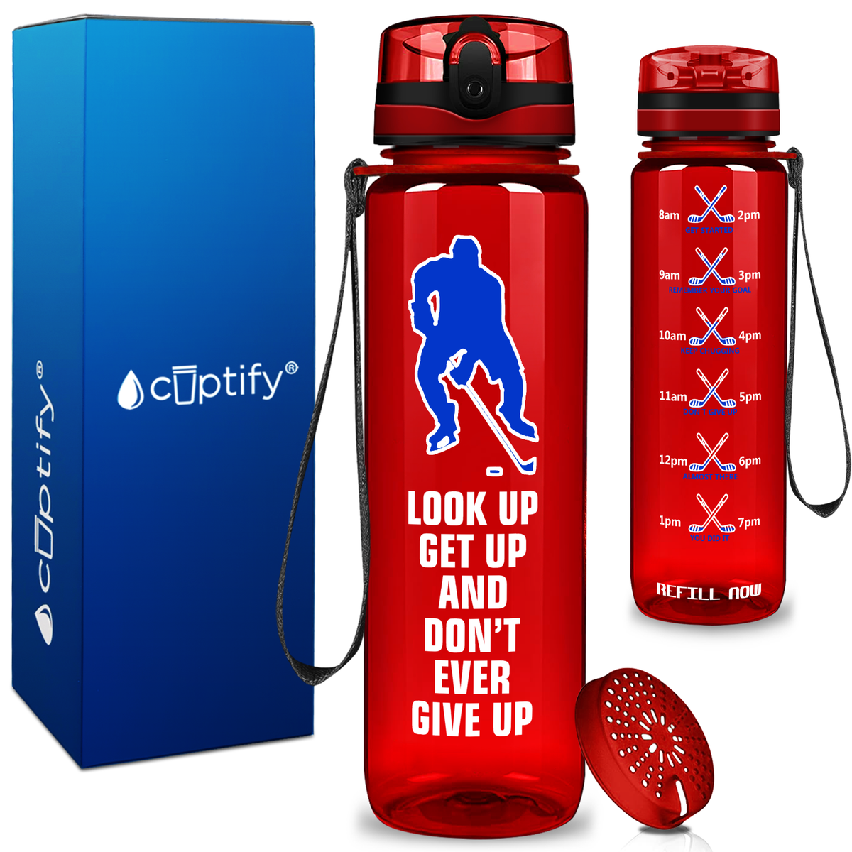 Personalized Look up Get Up on 32 oz Motivational Tracking Water Bottle