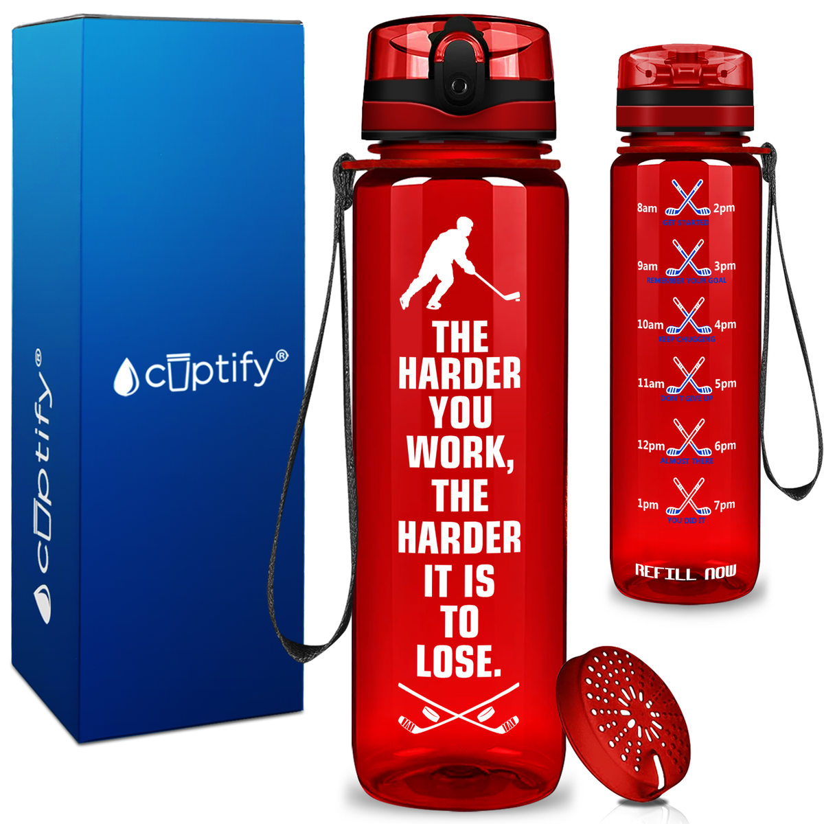 Personalized The Harder You Work on 32 oz Motivational Tracking Water Bottle