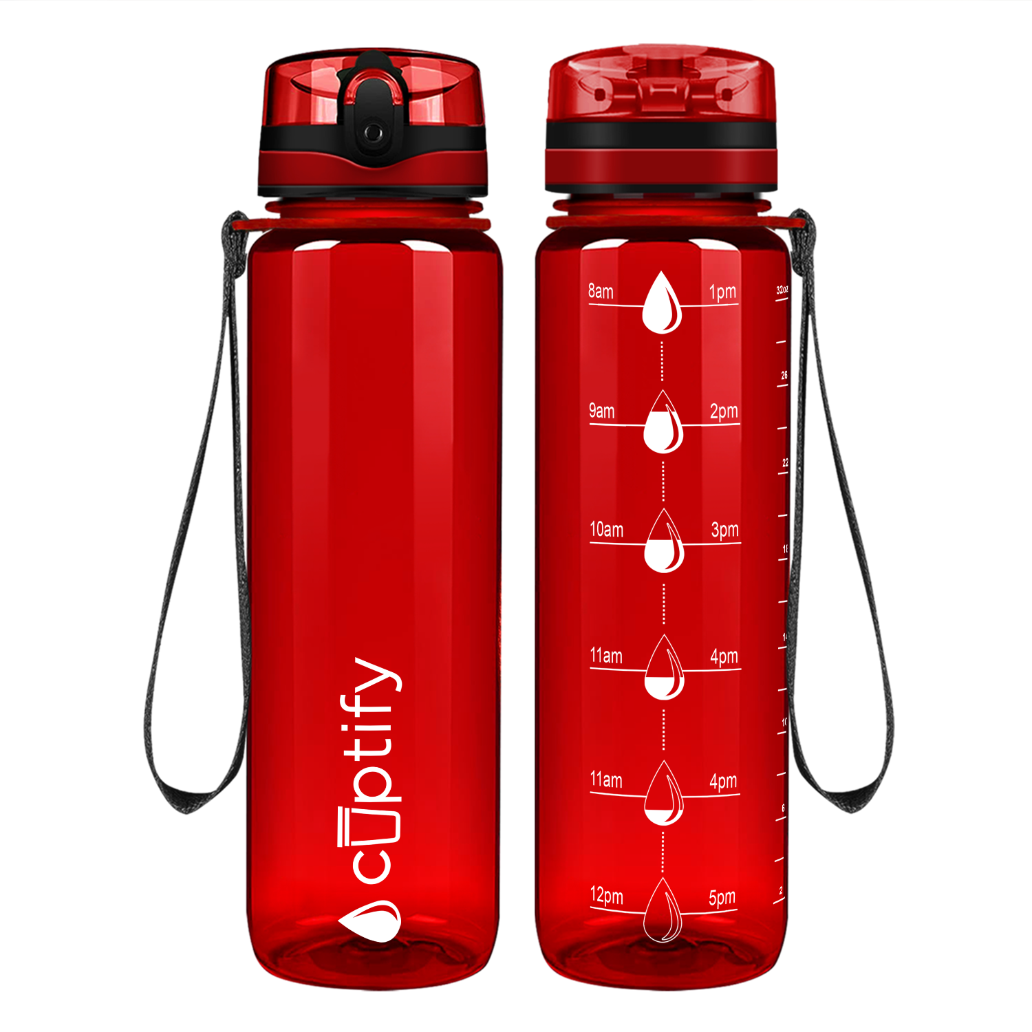 Cuptify Red Gloss Hydration Tracker Water Bottle