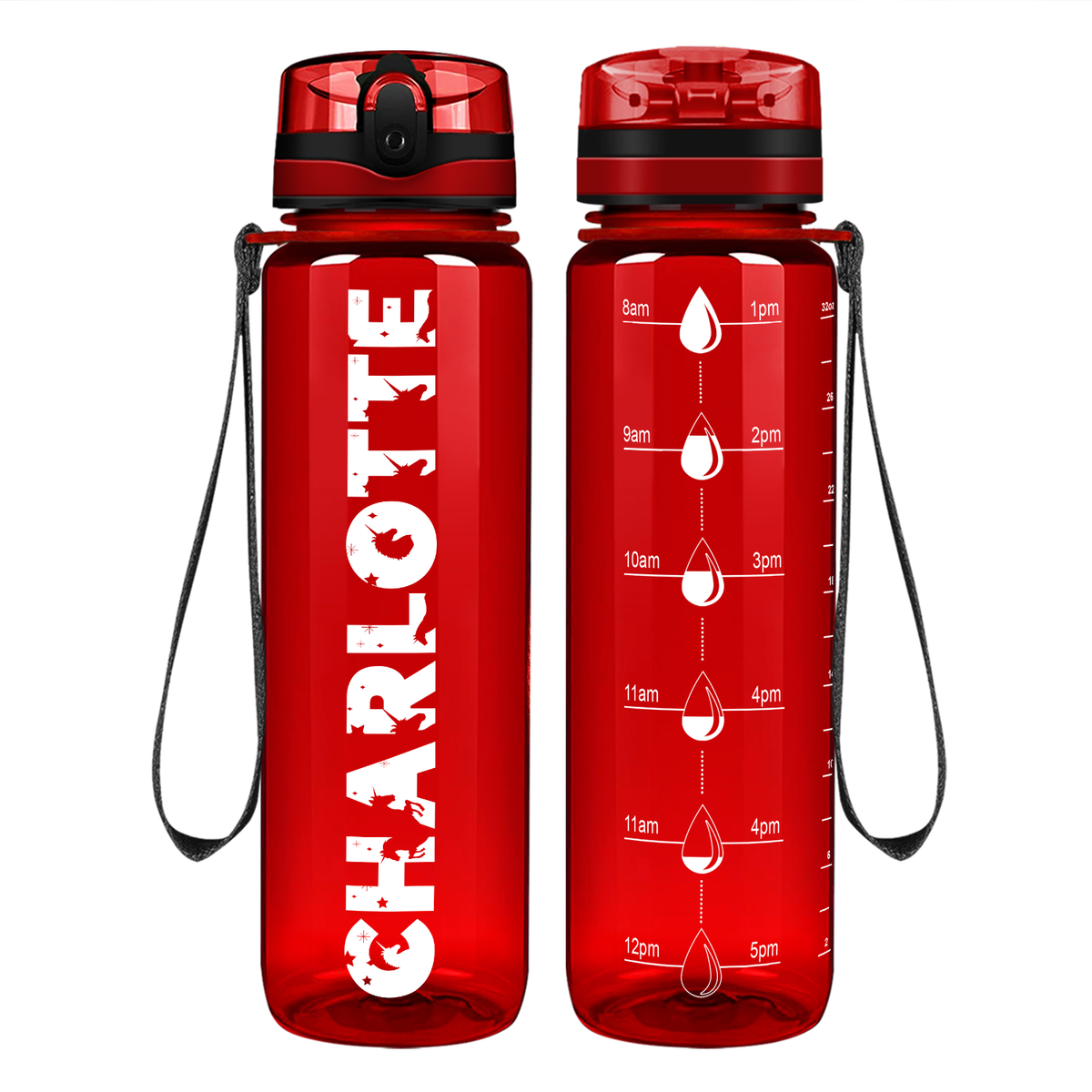 Cuptify Kids Personalized on Red Motivational Tracking Water Bottle