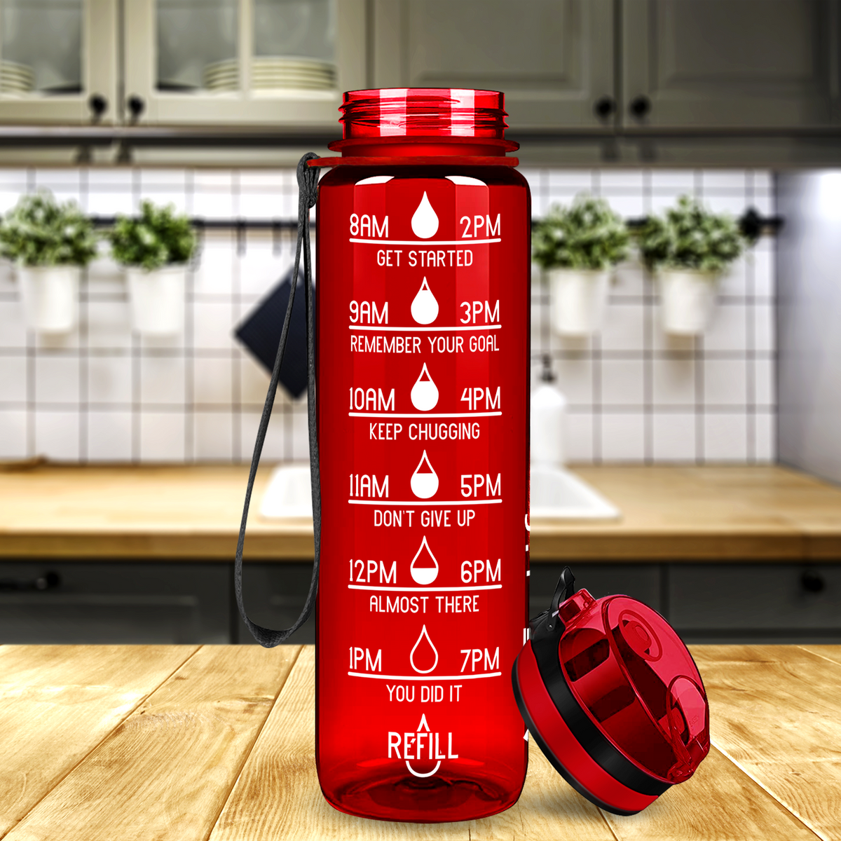 Cuptify Red Gloss 32 oz Motivational Water Bottle