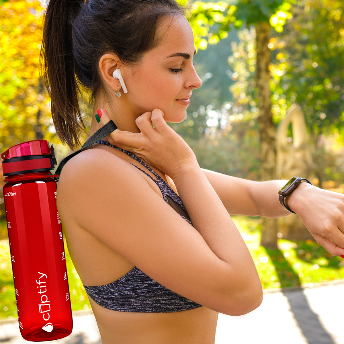 Cuptify Red Gloss 32 oz Motivational Water Bottle