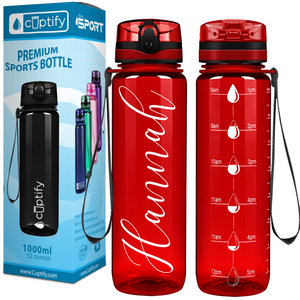 Personalized Red Gloss 32 oz Water Bottle