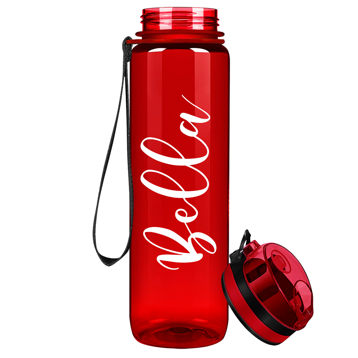 Red 32 oz Personalized Motivational Tracking Water Bottle