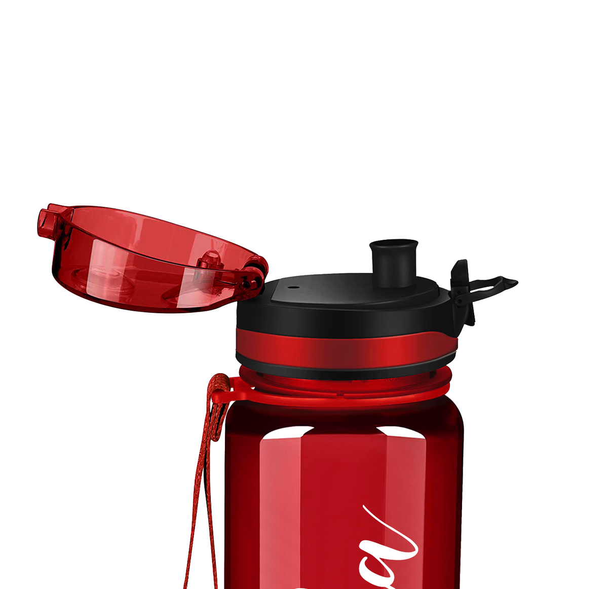 Red 32 oz Personalized Motivational Tracking Water Bottle