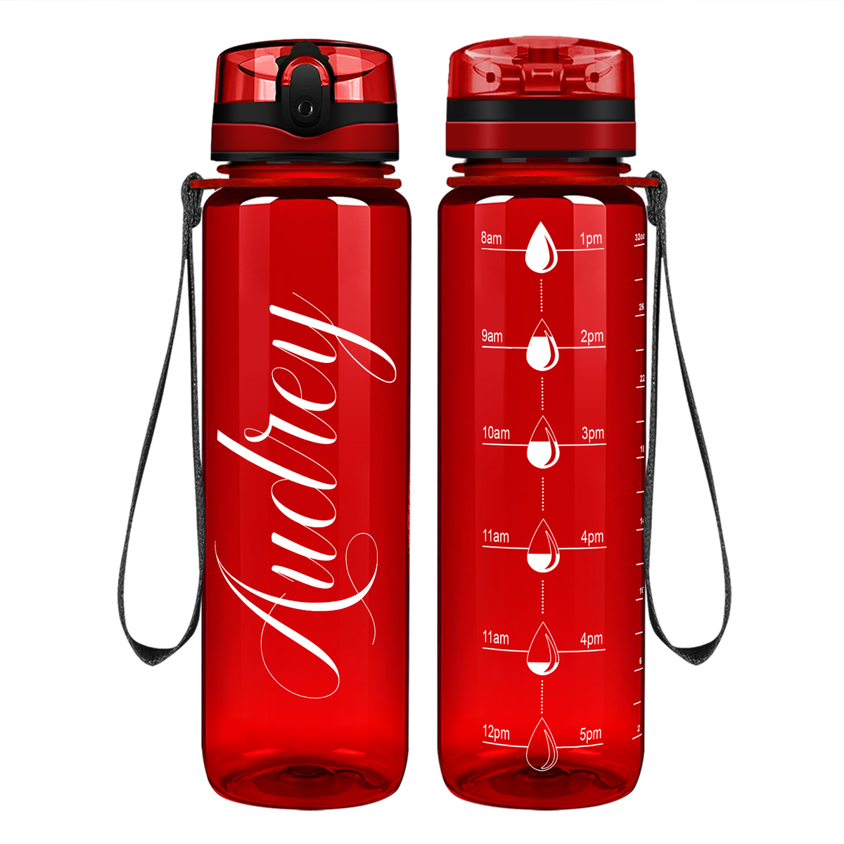 Cuptify Personalized on Red Motivational Tracking Water Bottle