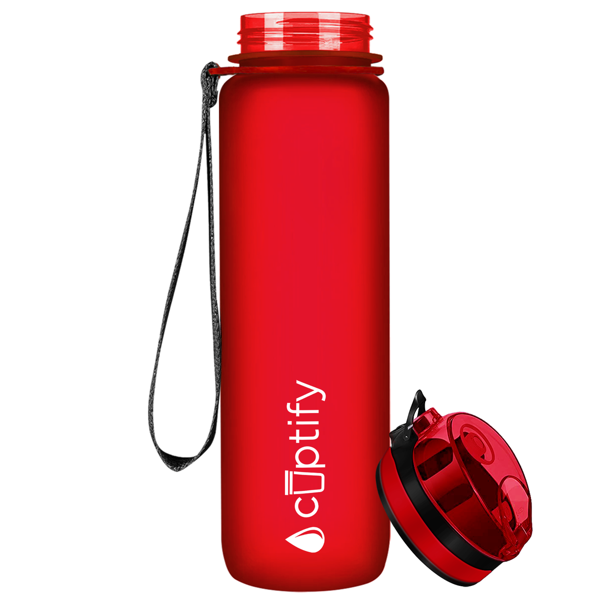 Red Frosted 32 oz Hydration Tracker Water Bottle