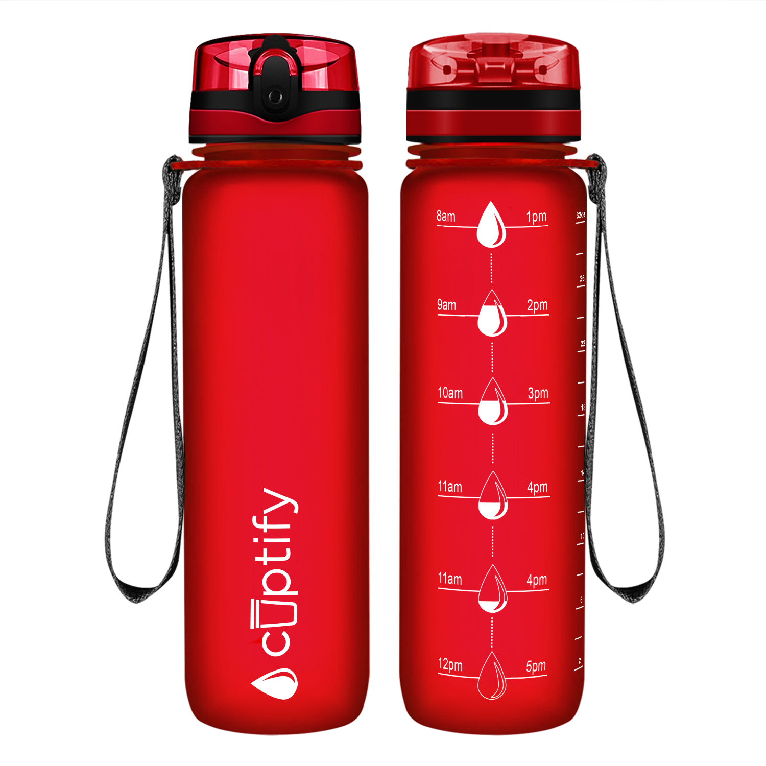 Cuptify Red Frosted Hydration Tracker Water Bottle