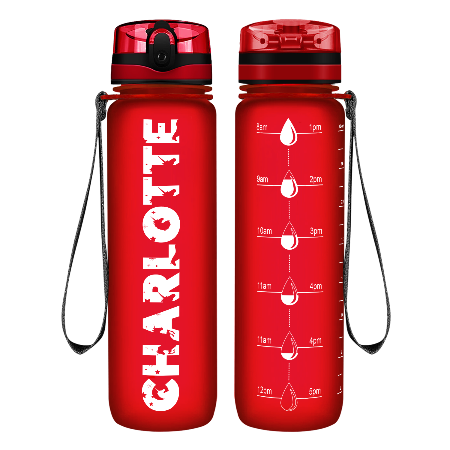 Cuptify Kids Personalized on Red Frosted Motivational Tracking Water Bottle