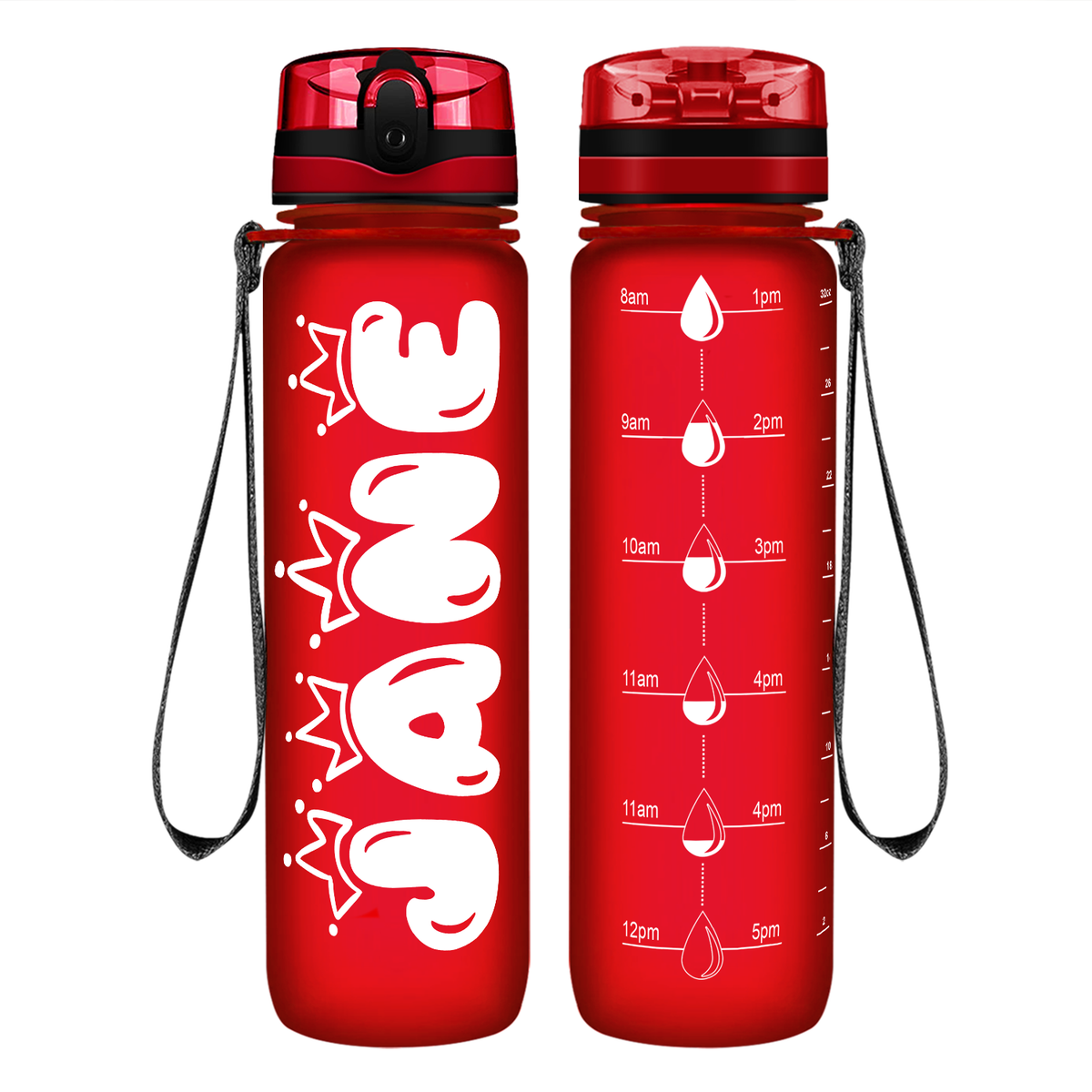 Personalized Girls on 32 oz Motivational Tracking Water Bottle