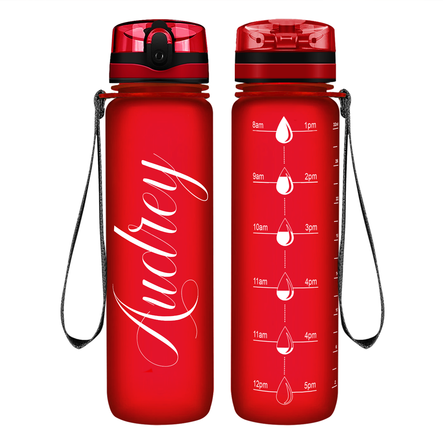Cuptify Personalized on Red Frosted Motivational Tracking Water Bottle