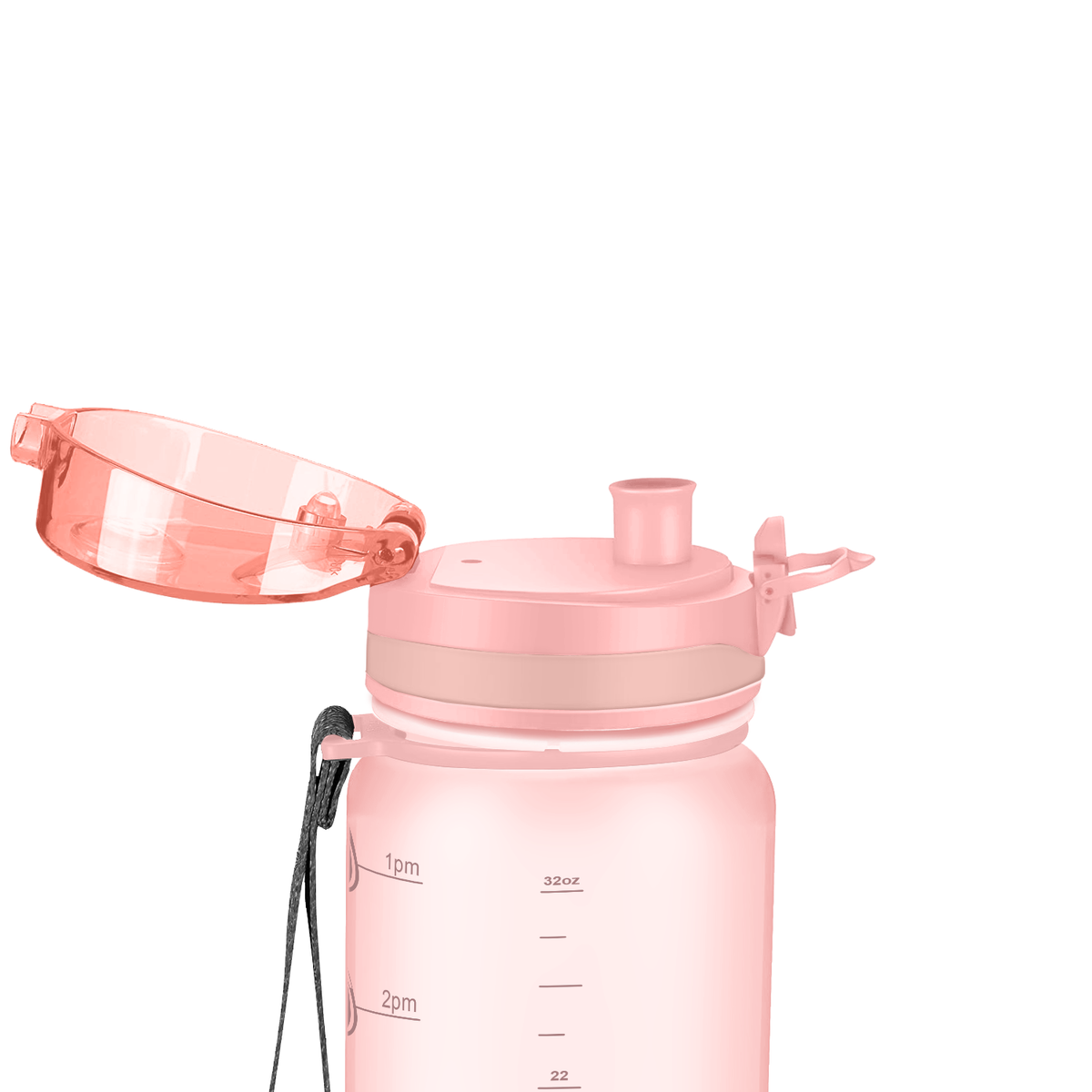 Rose Gold Frosted 32 oz Hydration Tracker Water Bottle