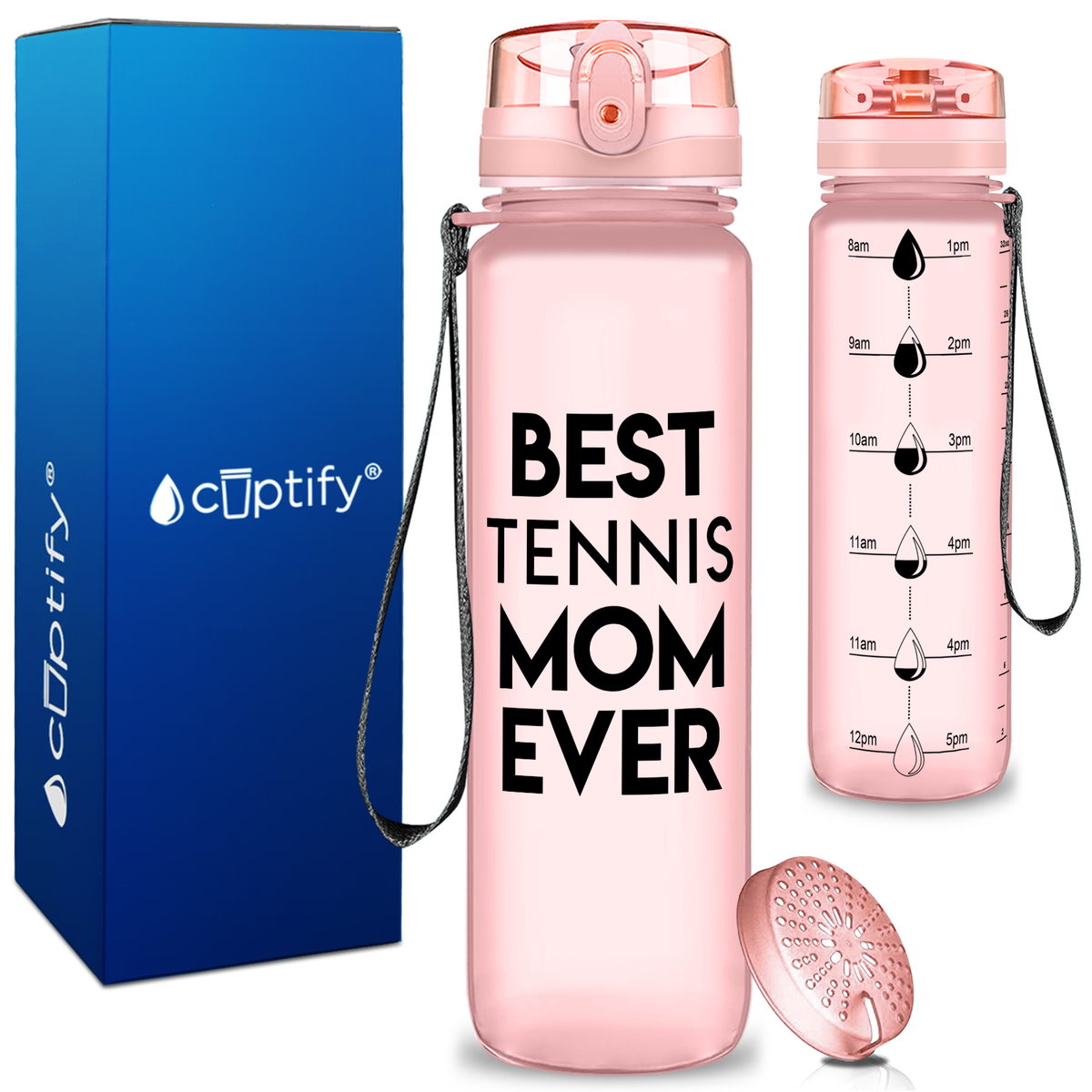 Best Tennis Mom Ever on 32 oz Motivational Tracking Water Bottle