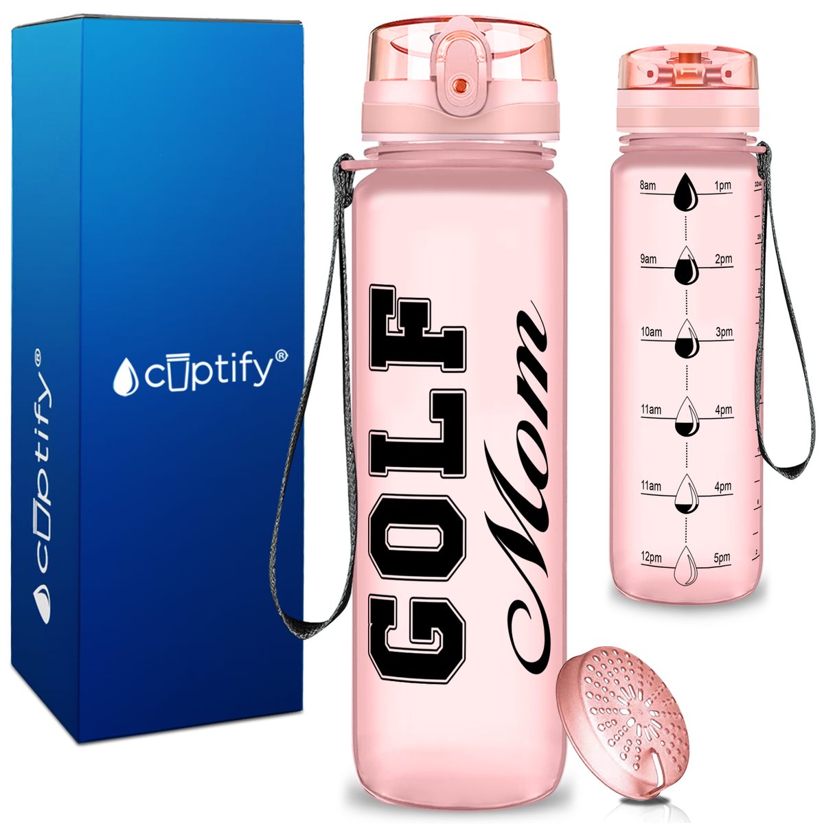 Golf Mom on 32 oz Motivational Tracking Water Bottle