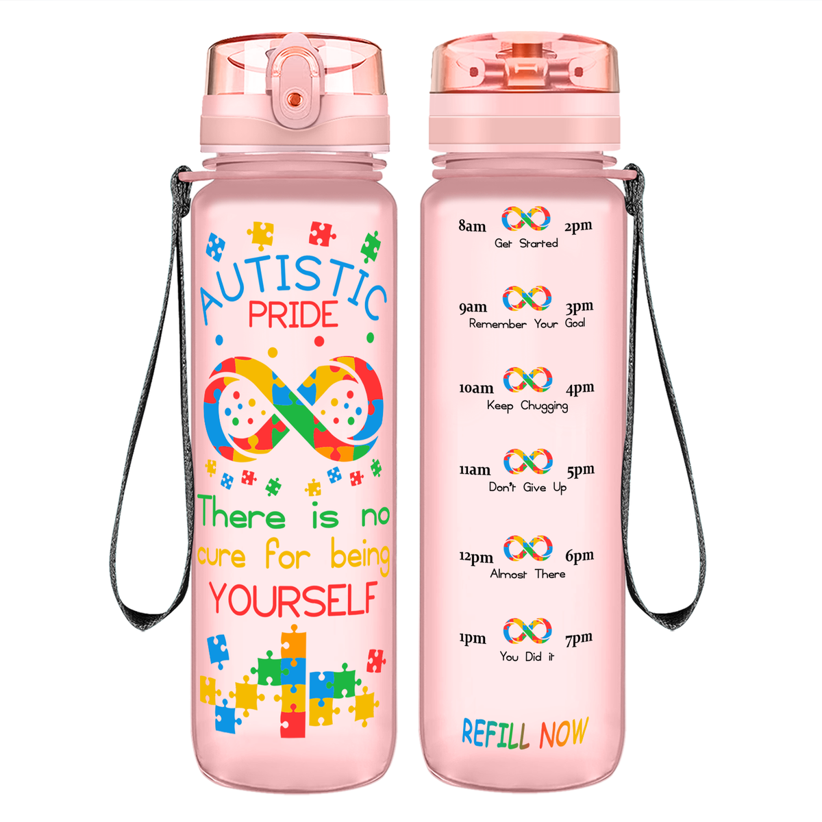 Autistic Pride Infinity Puzzle Motivational Tracking Water Bottle