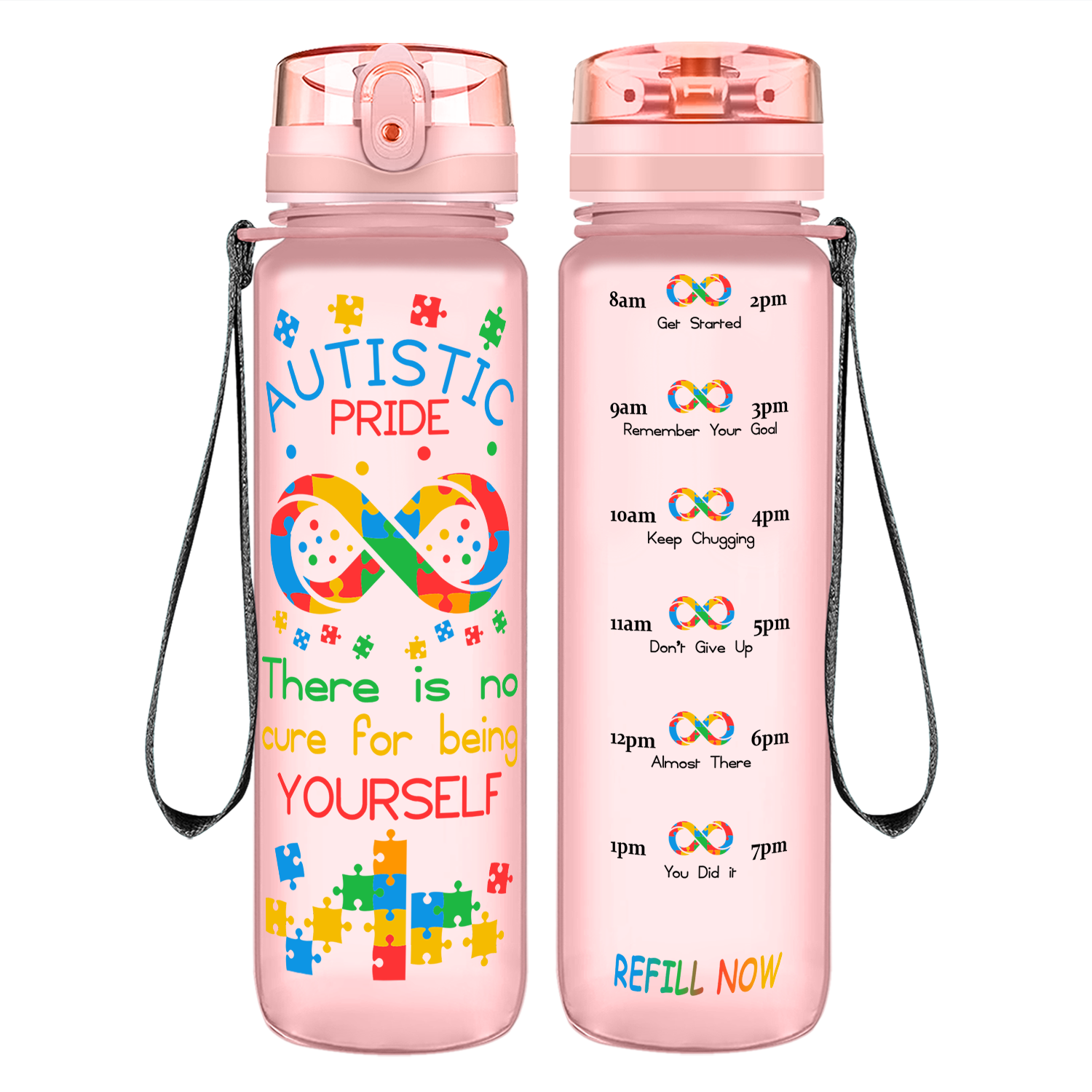 Autistic Pride Infinity Puzzle Motivational Tracking Water Bottle