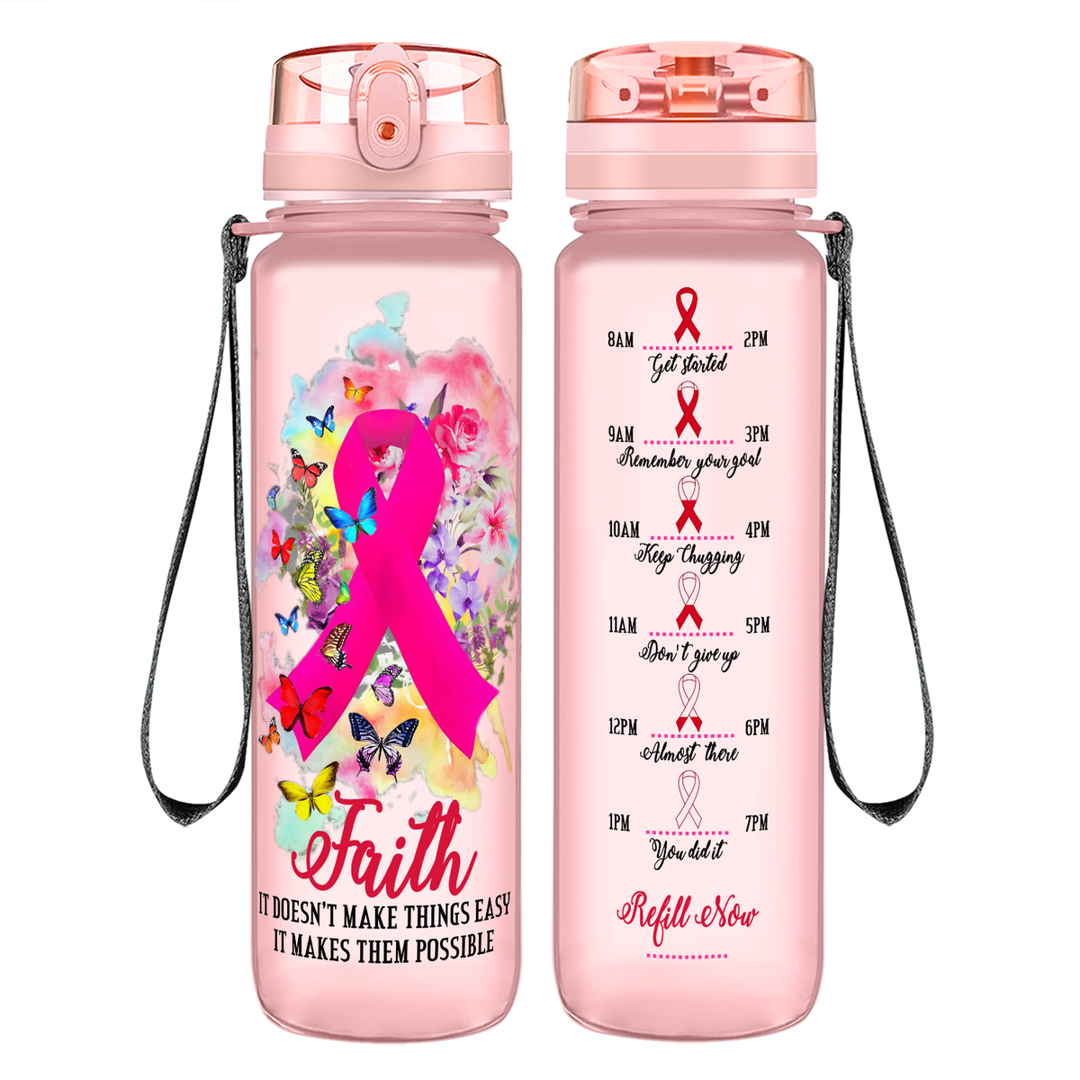 Faith It Doesn’t Make Things Easy on 32 oz Motivational Tracking Water Bottle